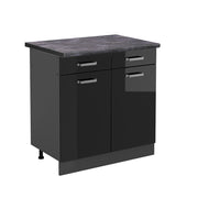 Vicco Mobiletto base per cucina Nero lucido 80 cm , PL Antracite