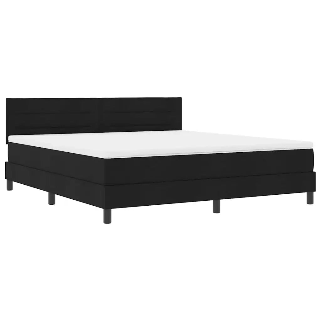 Letto a molle con materasso con led Nero 180 x 200 cm Tessuto