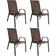 Set di 4 Sedie Sofia da Giardino in Metallo e Textilene Marrone