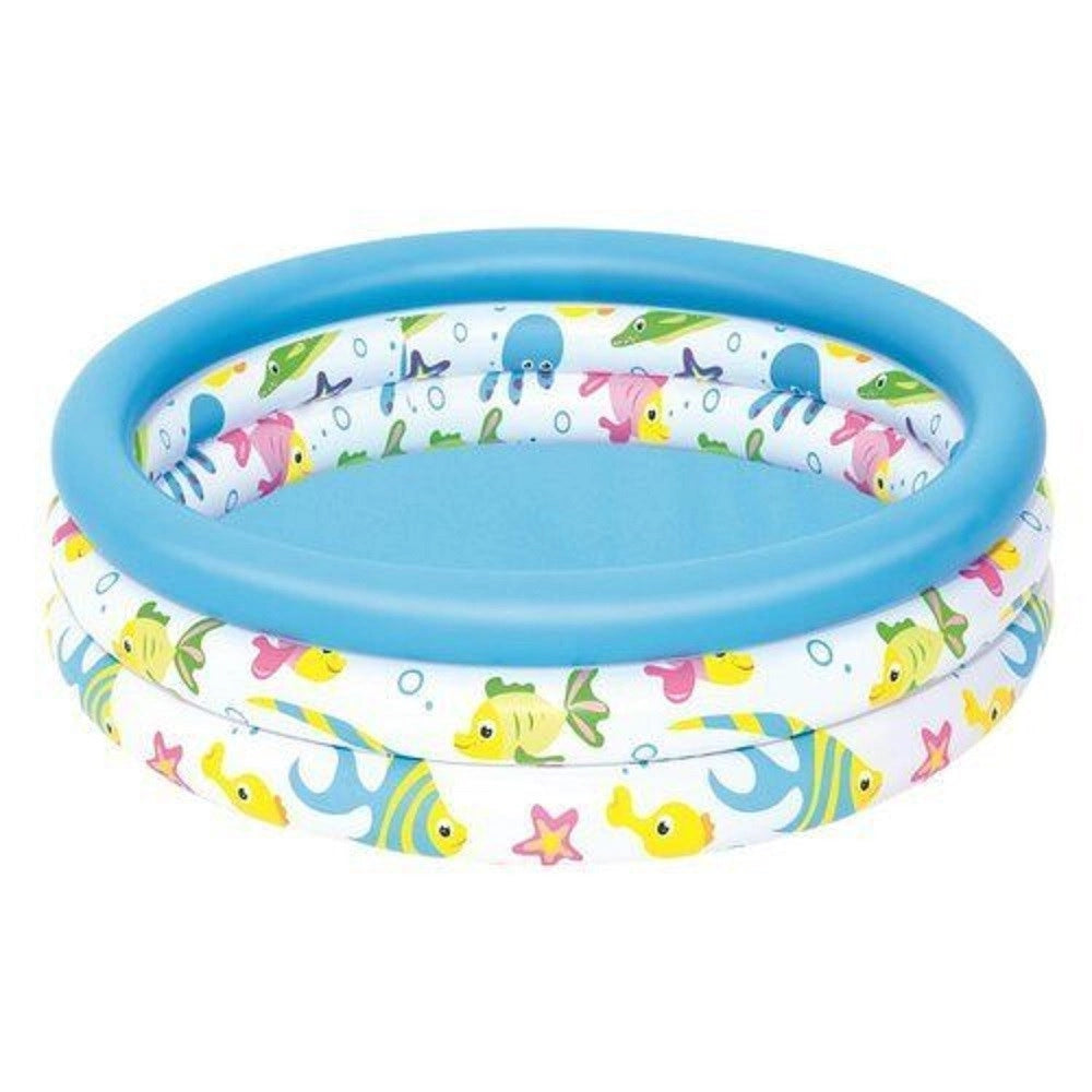 Trade Shop - Piscina Coral Kids A 3 Anelli Gonfiabile Rotonda 102x25cm Bambini Giardino 51008 -
