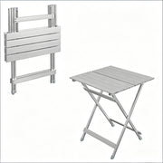 Tavolino da giardino pieghevole in lega di alluminio con struttura a X e piedini antiscivolo per esterno; 50.5×46.5×60 cm