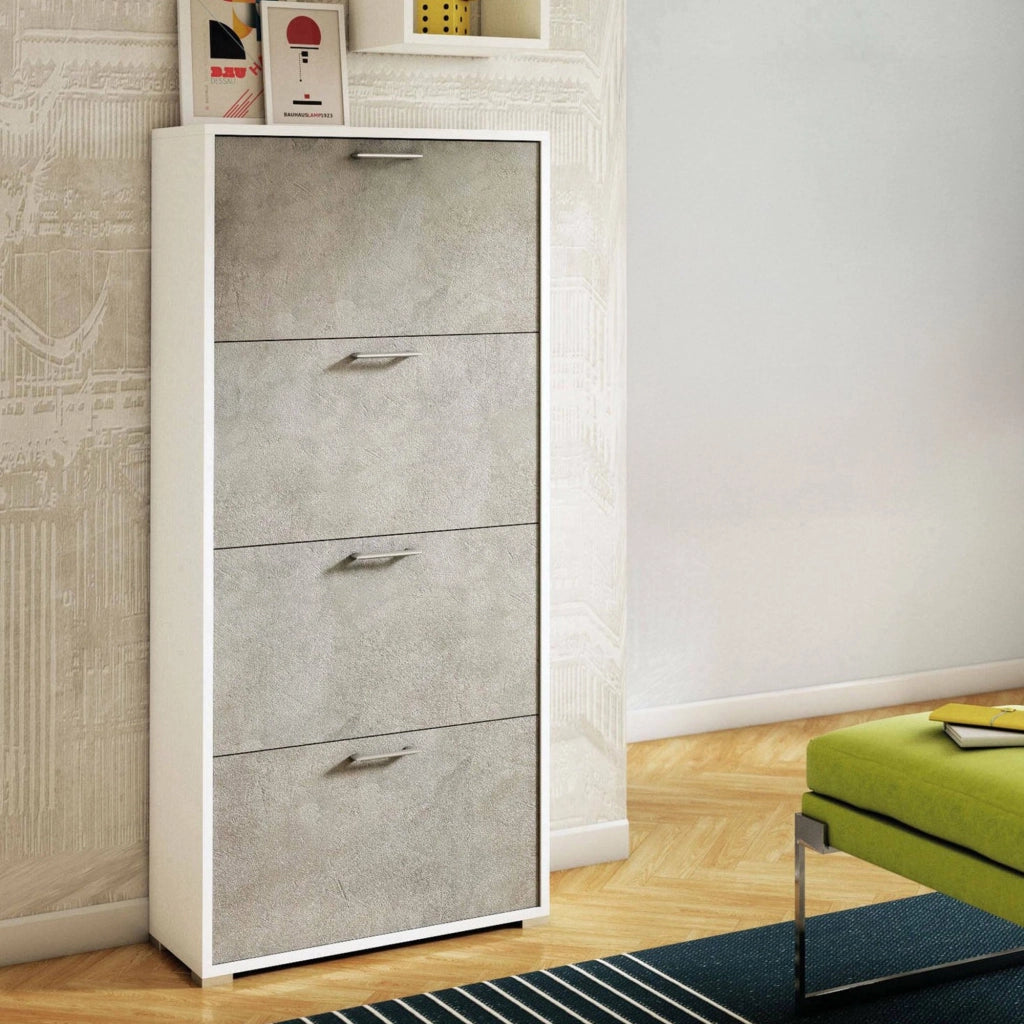 Mobile Portascarpe Adeindein, Scarpiera 24 Paia Made in Italy, 67x28x147h cm Bianco
