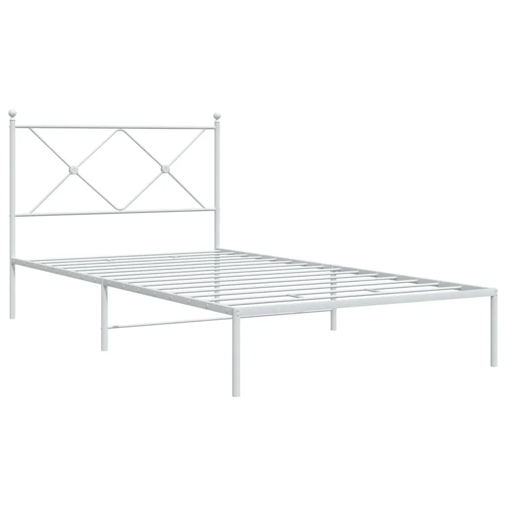 Giroletto con Testiera-Struttura Letto con testiera Metallo Bianco 100x190 cm 457644