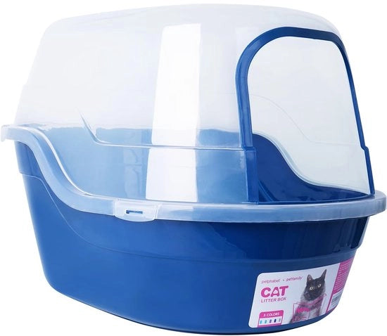 Ciotola per gatti XXL con coperchio, Ciotola per gatti grande con cappuccio per razze di gatti grandi o multi-gatti 63 x 49 x 42 cm (blu marino)