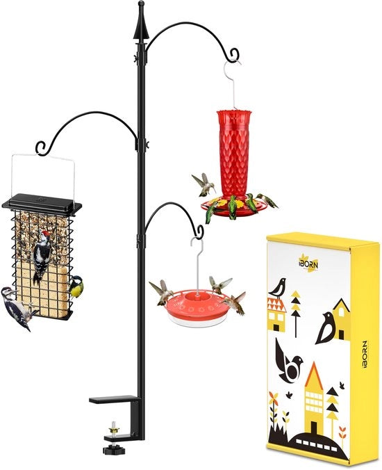 Pannello alimentare per esterno, realizzato in metallo - 65 cm, stazione di alimentazione per appendere su terrazza/balcone, stazione di alimentazione per attrarre uccelli selvatici (pannello alimentare non incluso)