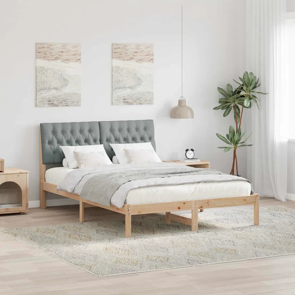 Letto con Testiera Rivestita con testiera Marrone 150 x 200 cm 3394393