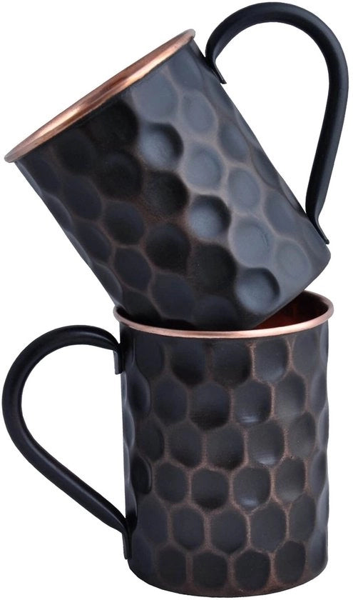 Set di Mokke e Bicchieri in Ottone per Moscow Mule 20 Oz con Finitura Hammered da 2 pezzi
