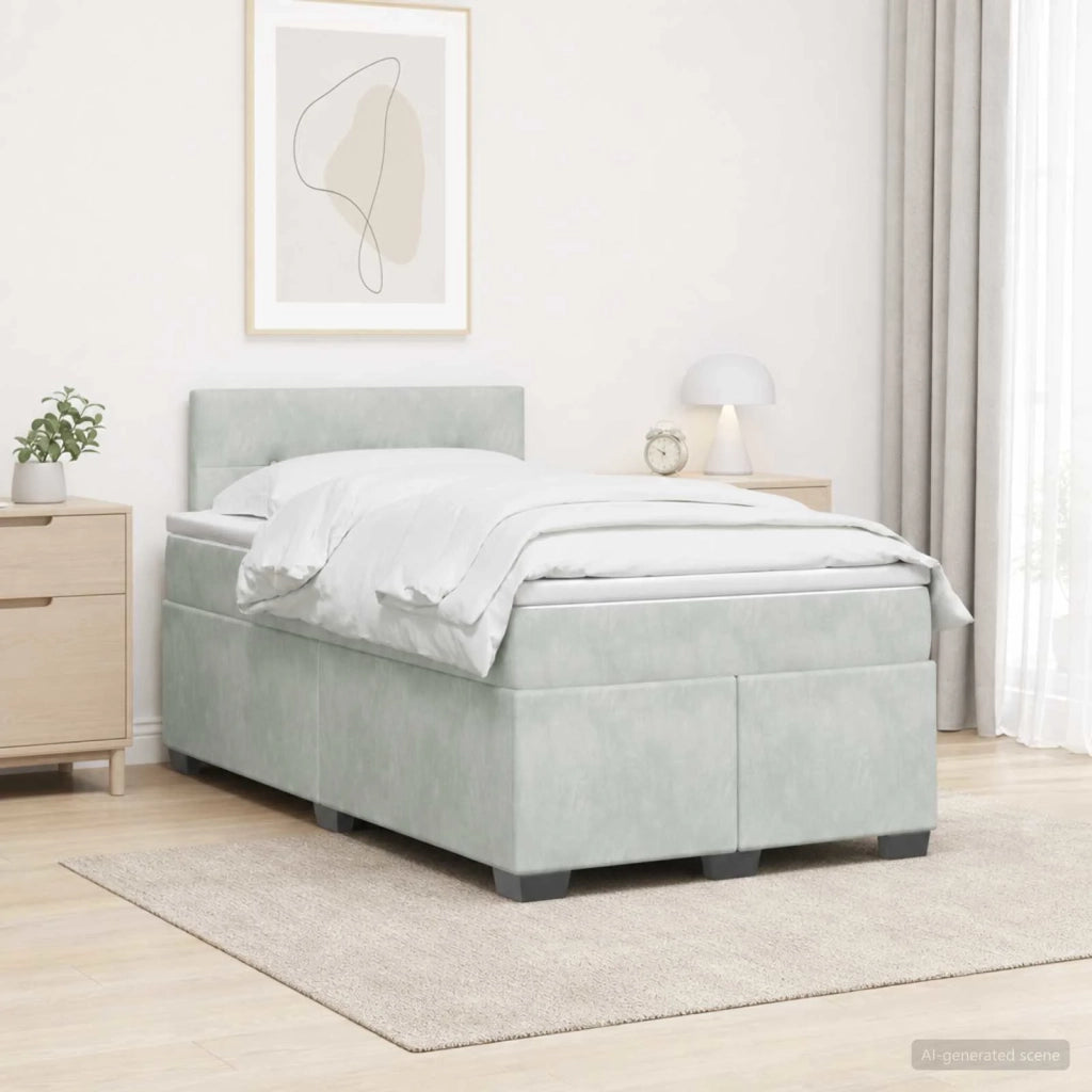Letto con Box Spring, Materasso e LED Grigio Chiaro Velluto 3452156