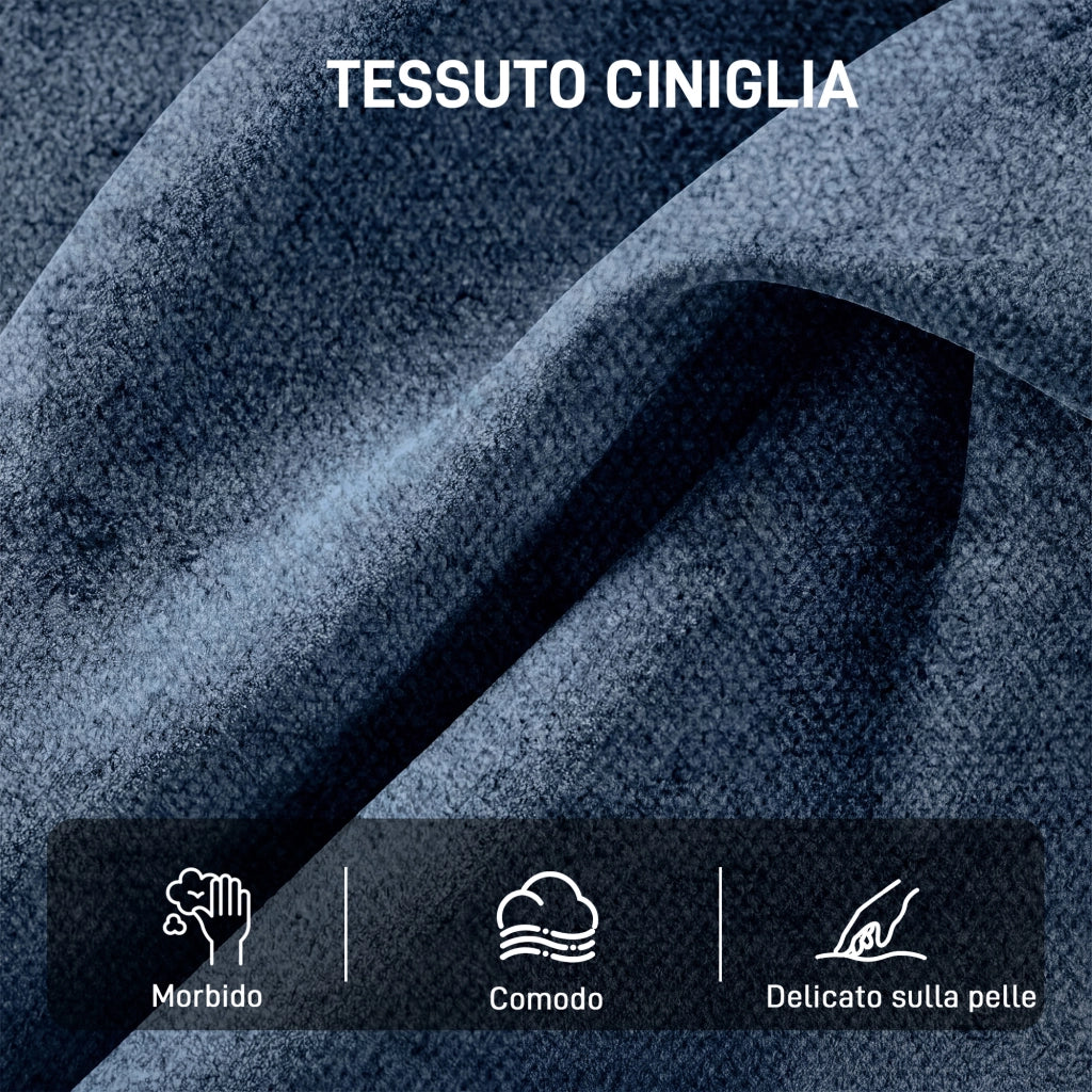 Sedia Girevole da Soggiorno in Tessuto e Metallo ¨C Minimal ¨C Blu Scuro 70x87x84 cm
