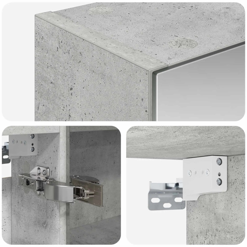 Mobiletto per specchio da bagno con lo scaffale Grigio cemento 889042