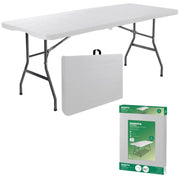 Tavolo da Giardino Pieghevole Bianco Effetto Legno 180 x 74 x 74 cm
