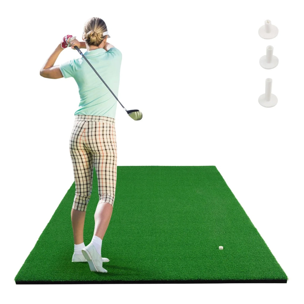 Tappetino da golf 150 x 100 cm con 2 posizioni di partenza e 3 tee in gomma per uso interno/esterno gomma verde 20_0019368