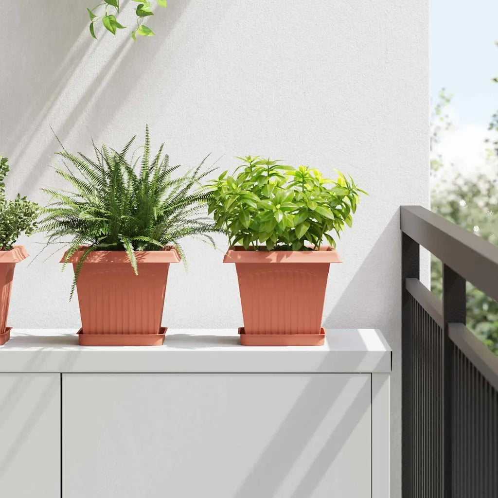Fioriere | Cassetta per fiori | Vaso quadrato per fiori 6 pz Rosso Mattone 20 x 20 x 16 cm