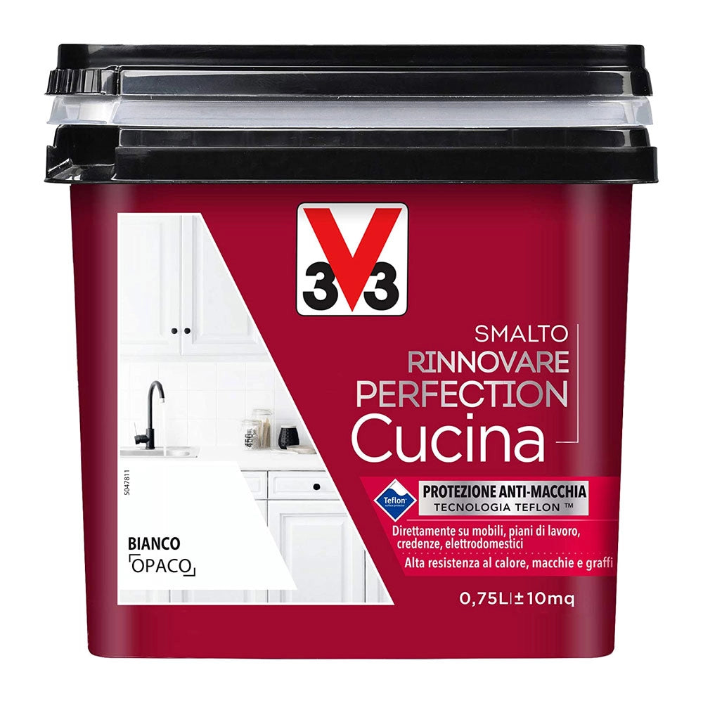 V33 Smalto Rinnovare Perfection Cucina Muri Piastrelle Mobili Metallo Satinato Colore: Bianco Opaco