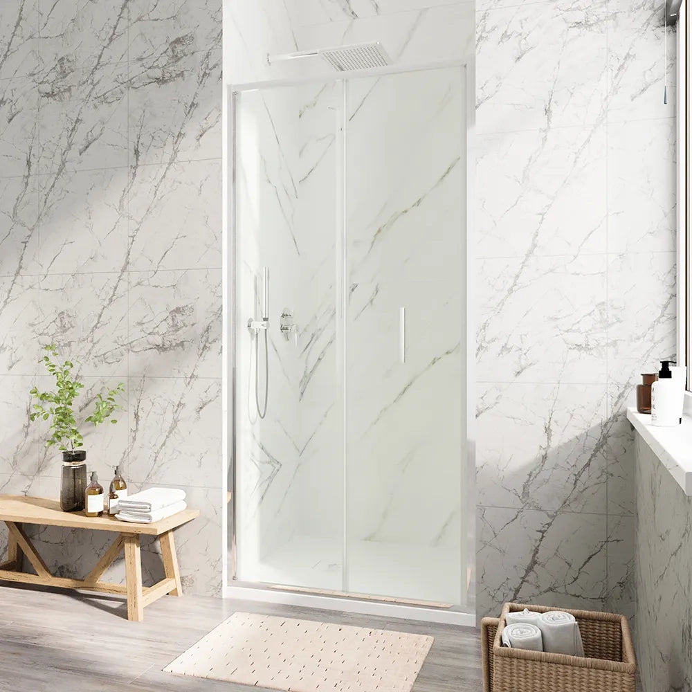 Porta doccia 80cm con apertura a libro profili slim cromati vetro 6mm trasparente h190 | Portofino