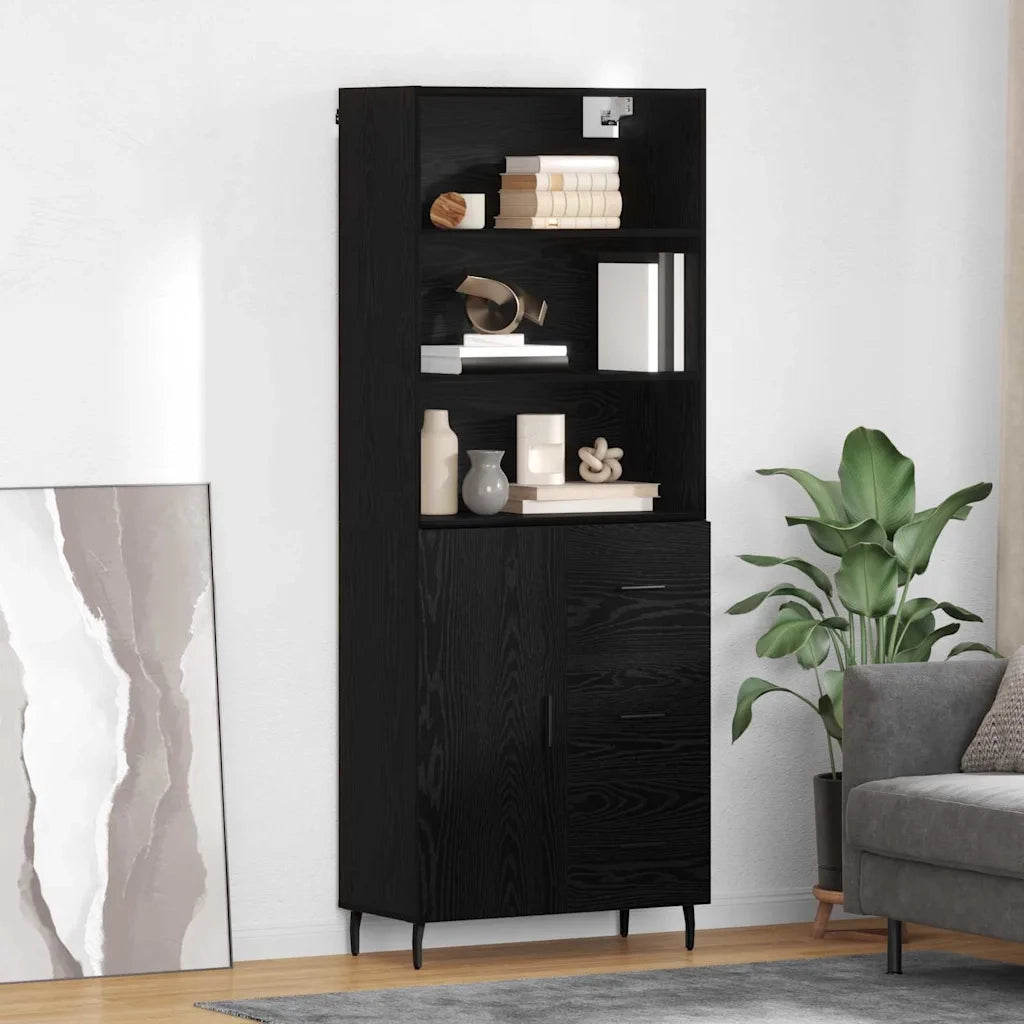 Credenza con cassetto Rovere Nero 69,5 x 34 x 180 cm 3416268