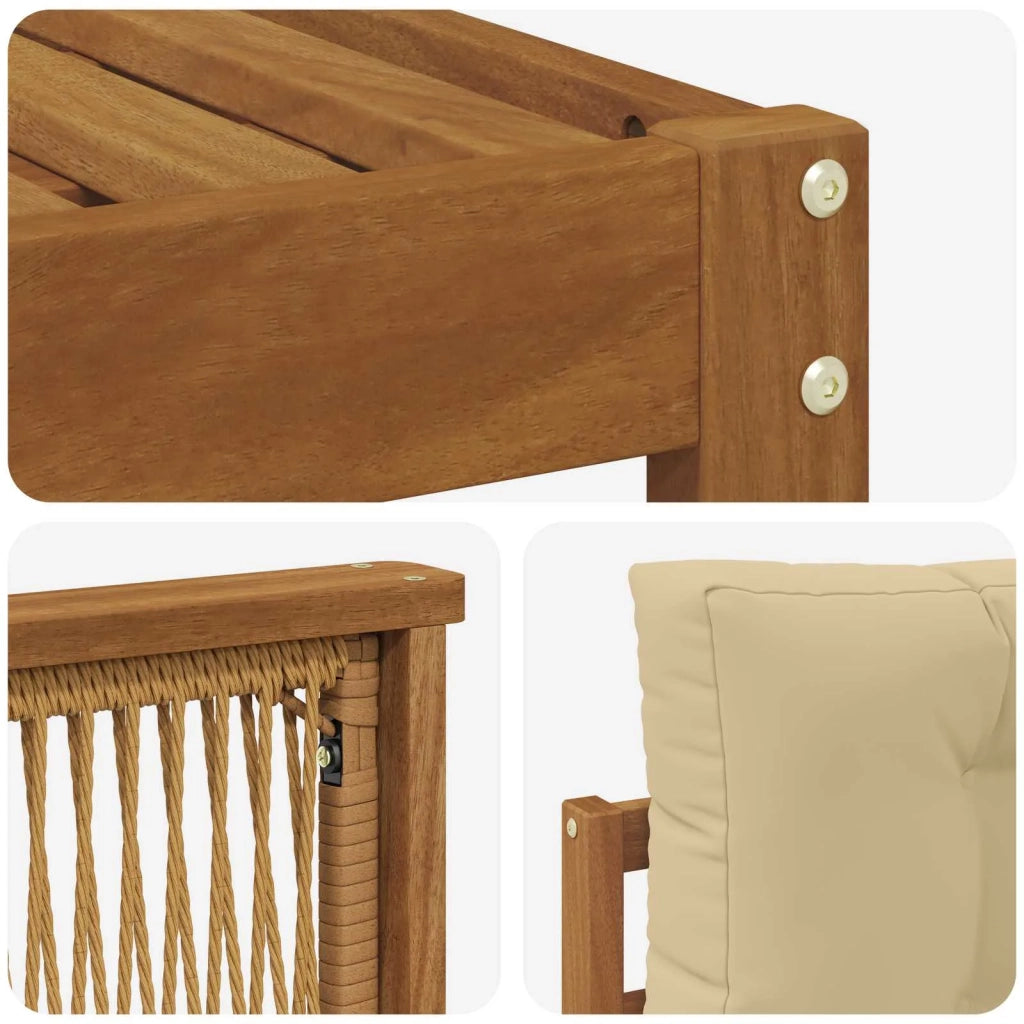 Set di divani da esterno con cuscino 7 pcs Naturale e Beige 3382751