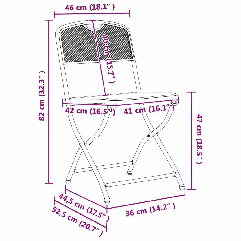 Sedie da giardino 2 pz | Sedie da Esterno Antracite 52,5 x 46 x 82 cm Ferro
