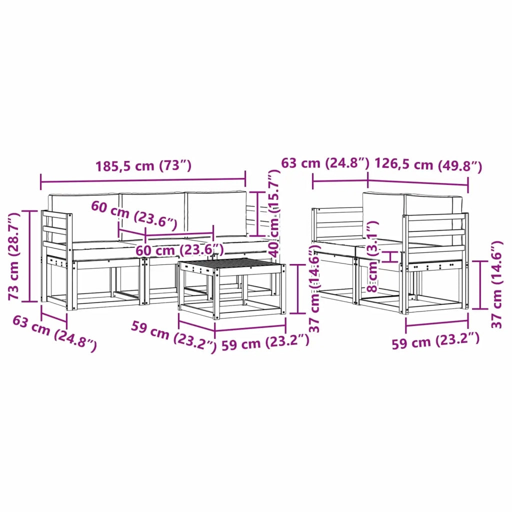 Set di divani da esterno 6 pcs 3387229