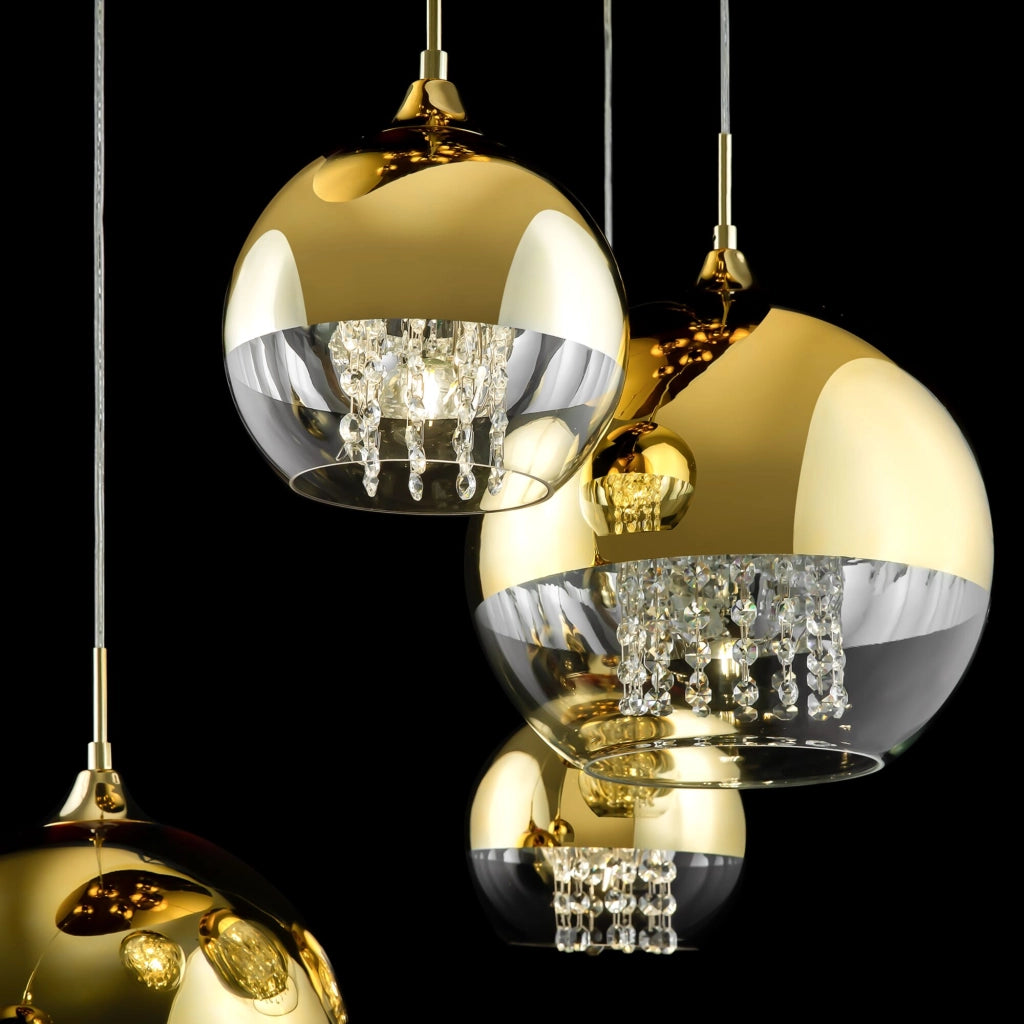 Lampadario Maytoni Fermi 5 luci vetro cristalli ottone