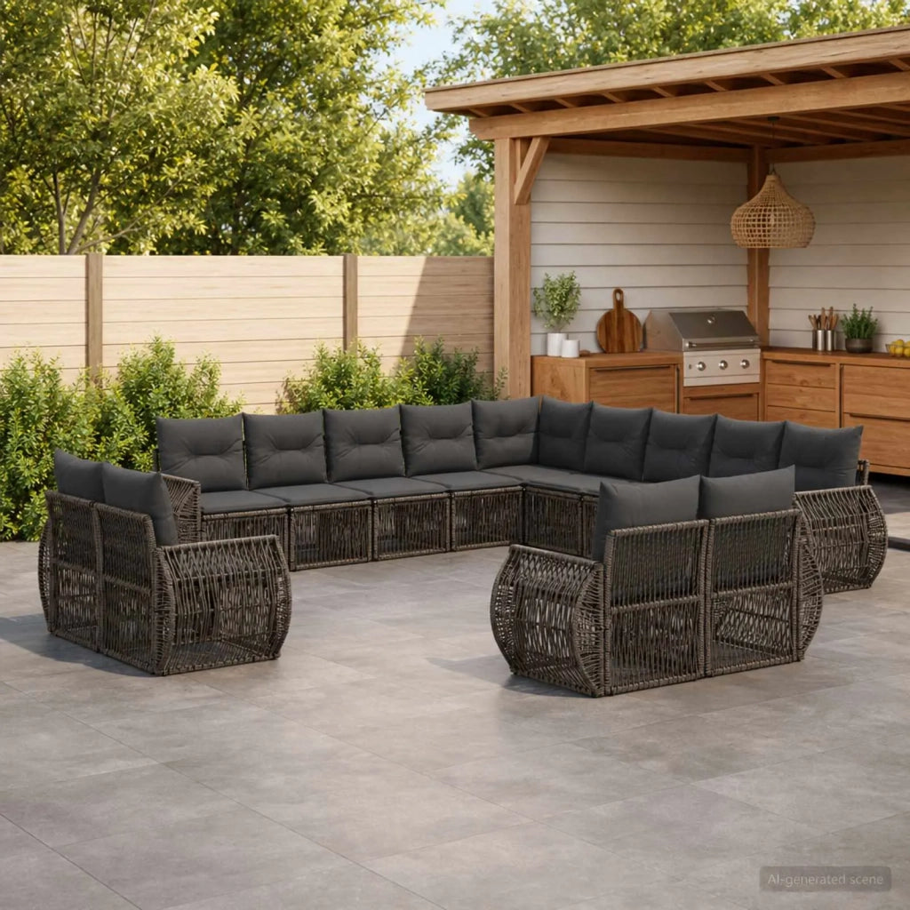 Set Divano da Giardino 13 pz Grigio e Grigio Scuro polyrattan 3435599
