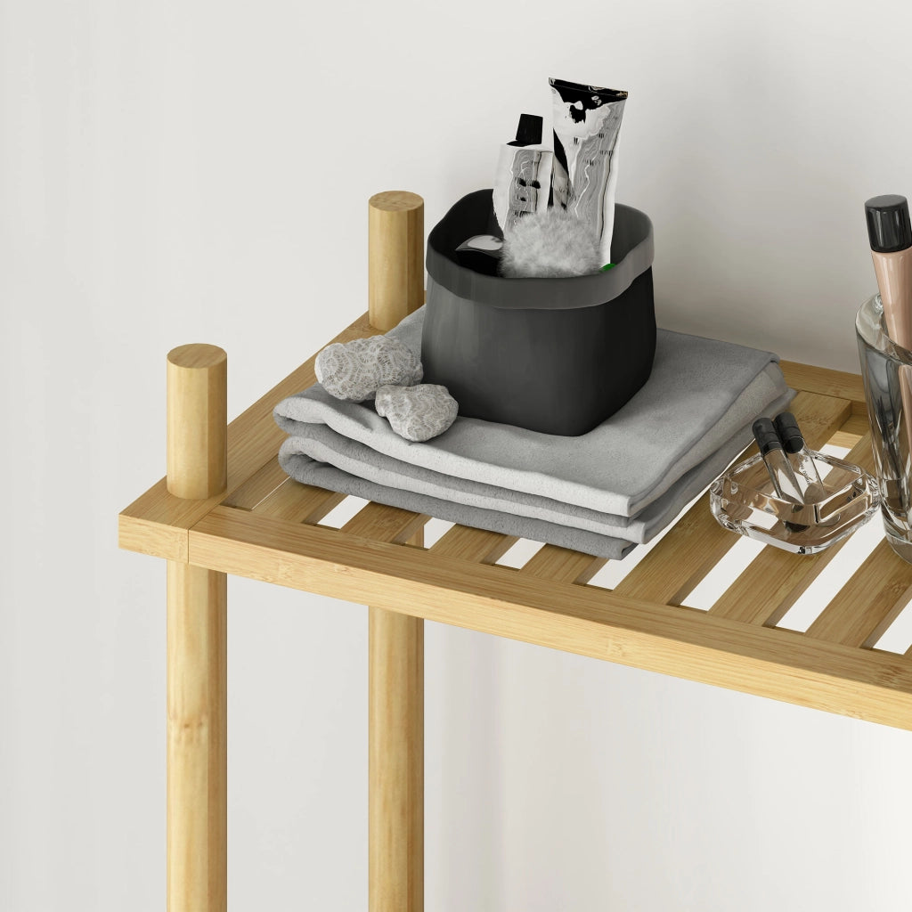 Mobile Salvaspazio Sopra WC 3 Ripiani a Doghe in Bamb¨´ ¨C Minimal ¨C Legno 63.5x25.5x181 cm