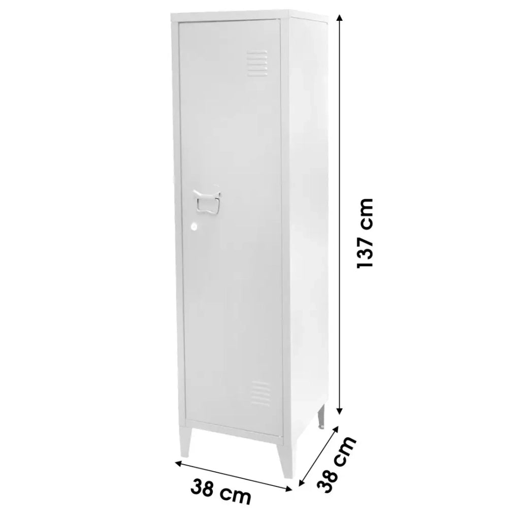 Armadietto spogliatoio bianco per ufficio a 1 porta, stile industriale - dimensioni 38x38xH137cm