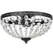Lampada a Soffitto Vintage con Perline di Cristallo ¨C zephmum ¨C Nero 2xE14 40W