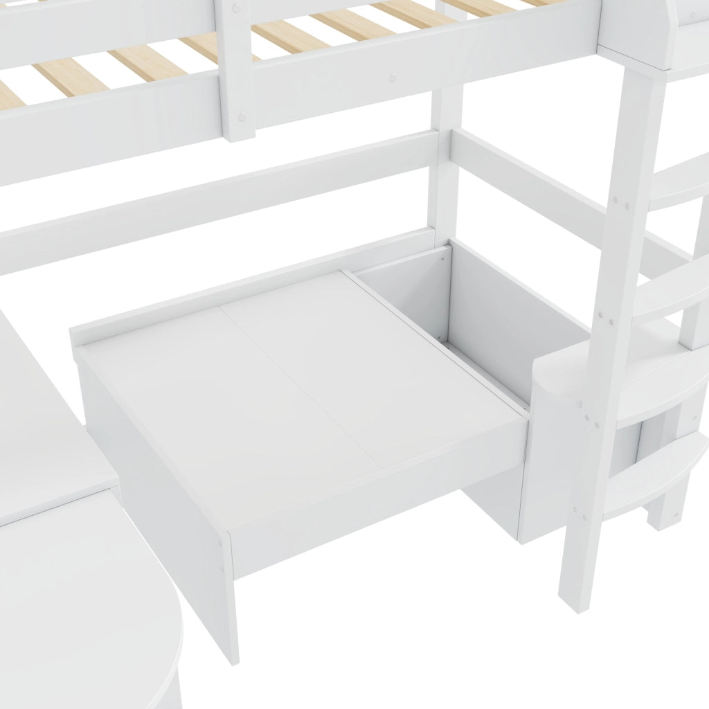 LETTO A CASTELLO per bambini con scrivania estraibile 90x200 cm bianco