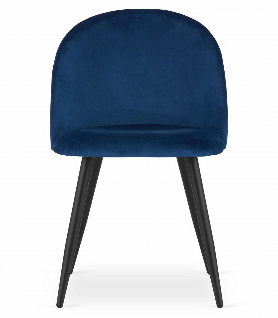 Valora Bello Chair Navy Blue Velvet Black Legs Set di 2