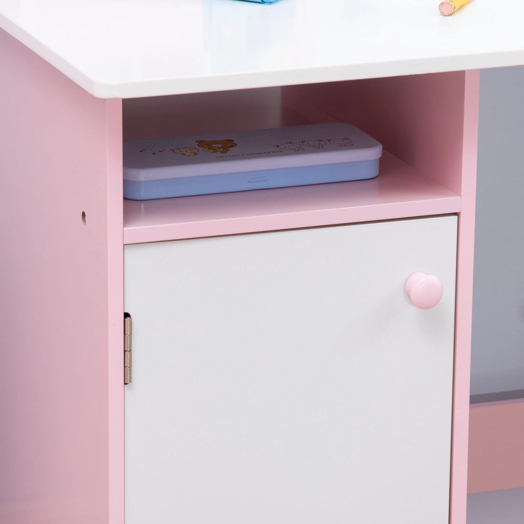 Scrivania per Bambini con Sedia e Ripiani ¨C Zephmum ¨C Rosa 90x45x85 cm