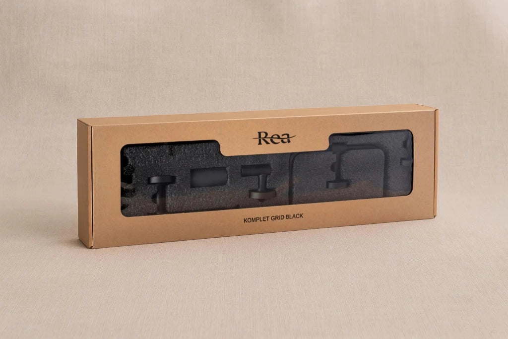 Set Accessori Da Bagno Grid Black 4 Pezzi