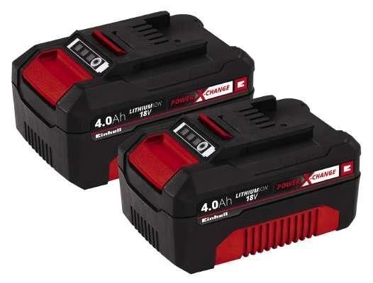 Einhell 4511489 Power X-Change Batteria PXC Twinpack 2x18V 4 Ah Ioni di Litio colore Nero Rosso