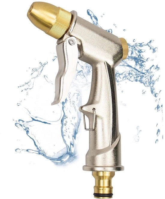 Sproeieraquaizzatore 100% Metallico - Regolabile Flusso d'Acqua - Spremoinversore ad Alta Pressione - Tubo Irrigatore Sparatore - Impronta di Sicurezza - Bocchetta Rotativa 360 Gradi