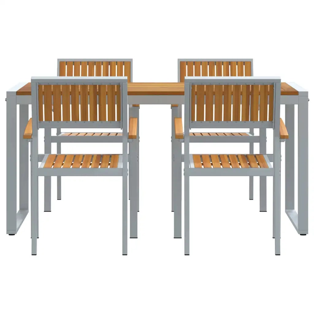 Set da Pranzo per Giardino 5 pcs Grigio