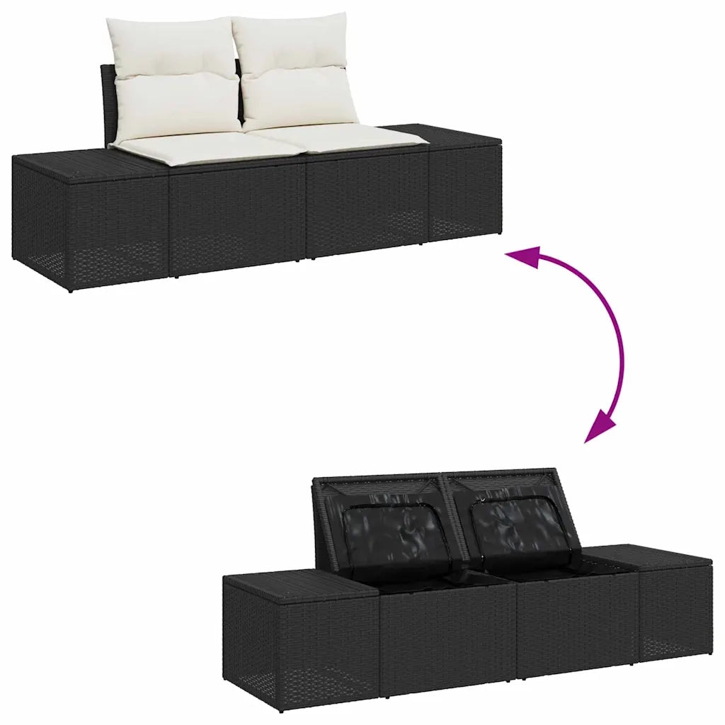 Set Divano da Giardino 4 pcs Nero e Crema polyrattan 3355836