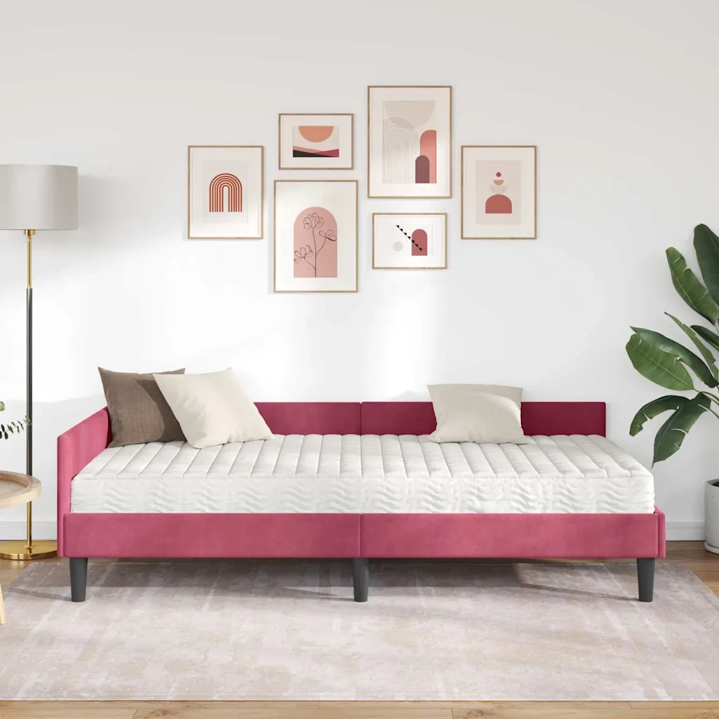Struttura Letto Angolare con Materasso 2 pcs Verde Velluto 3393720