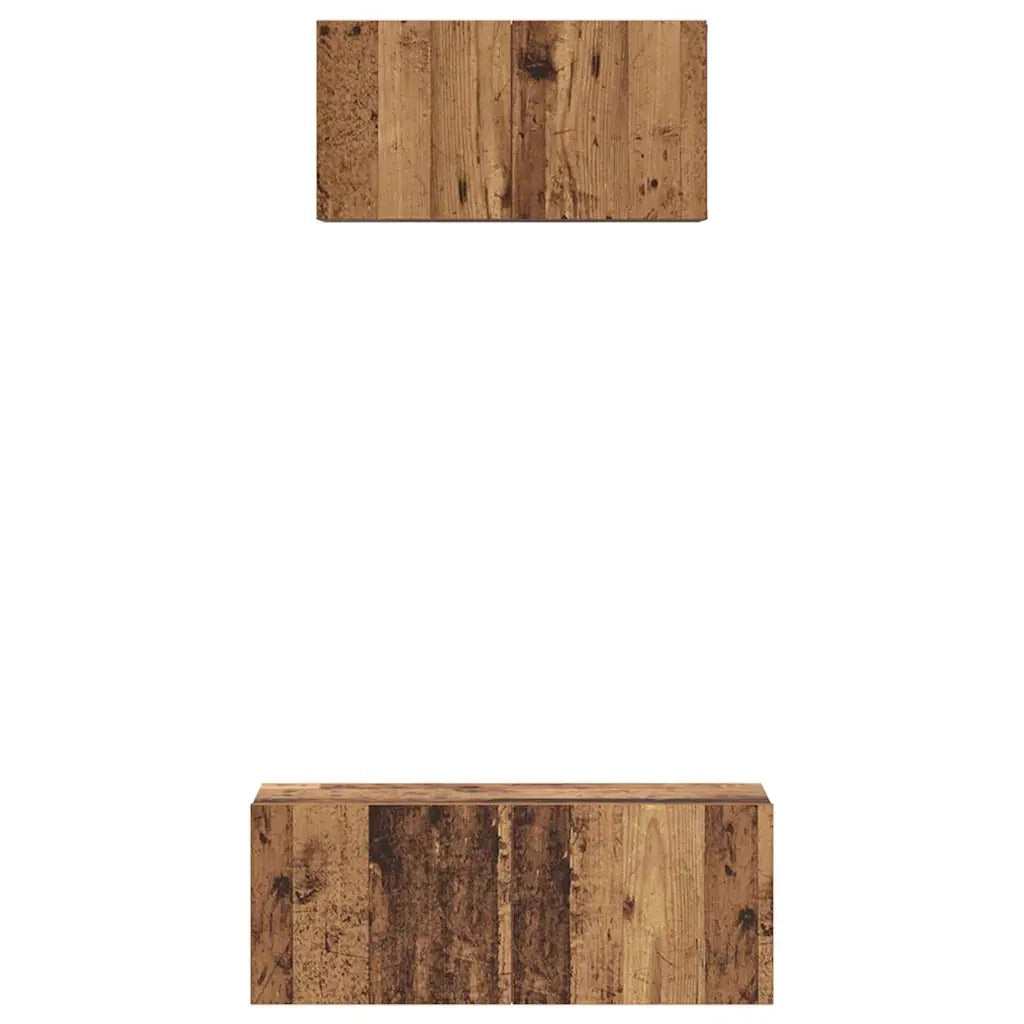 Set mobile TV 2 pz-Set di 2 Credenza per TV Legno vecchio Legno multistrato 761172