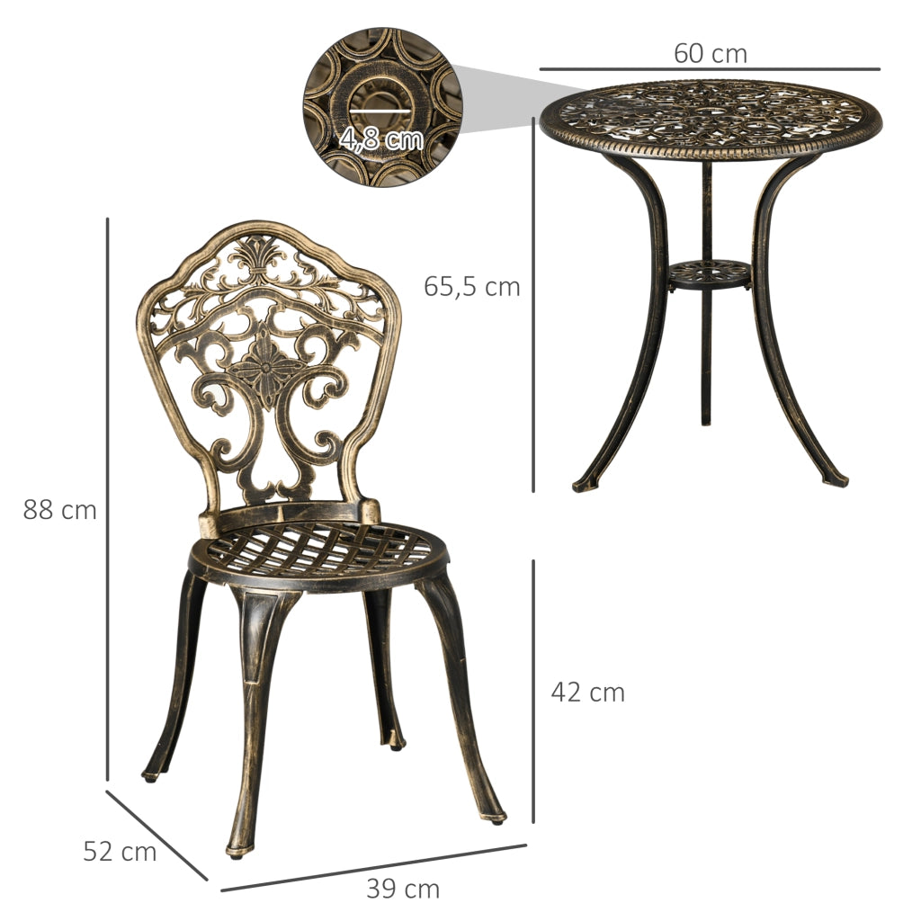 Set bistrot giardino alluminio 3 pezzi ¨C Xylo ¨C 2 sedie + tavolo rotondo effetto ferro battuto