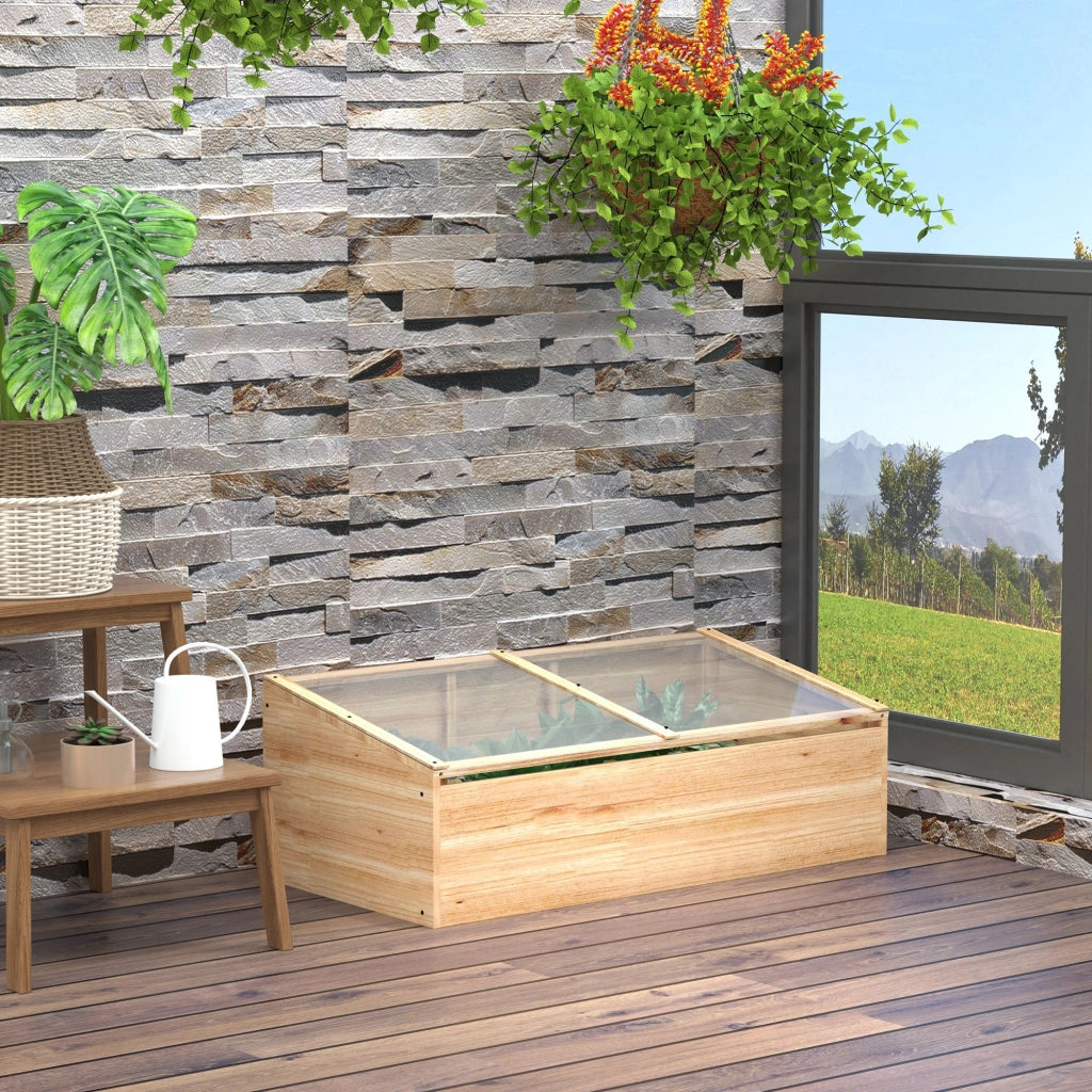 Serra da giardino in legno per piante e orto - Xylo - 100x50x35 cm naturale abete