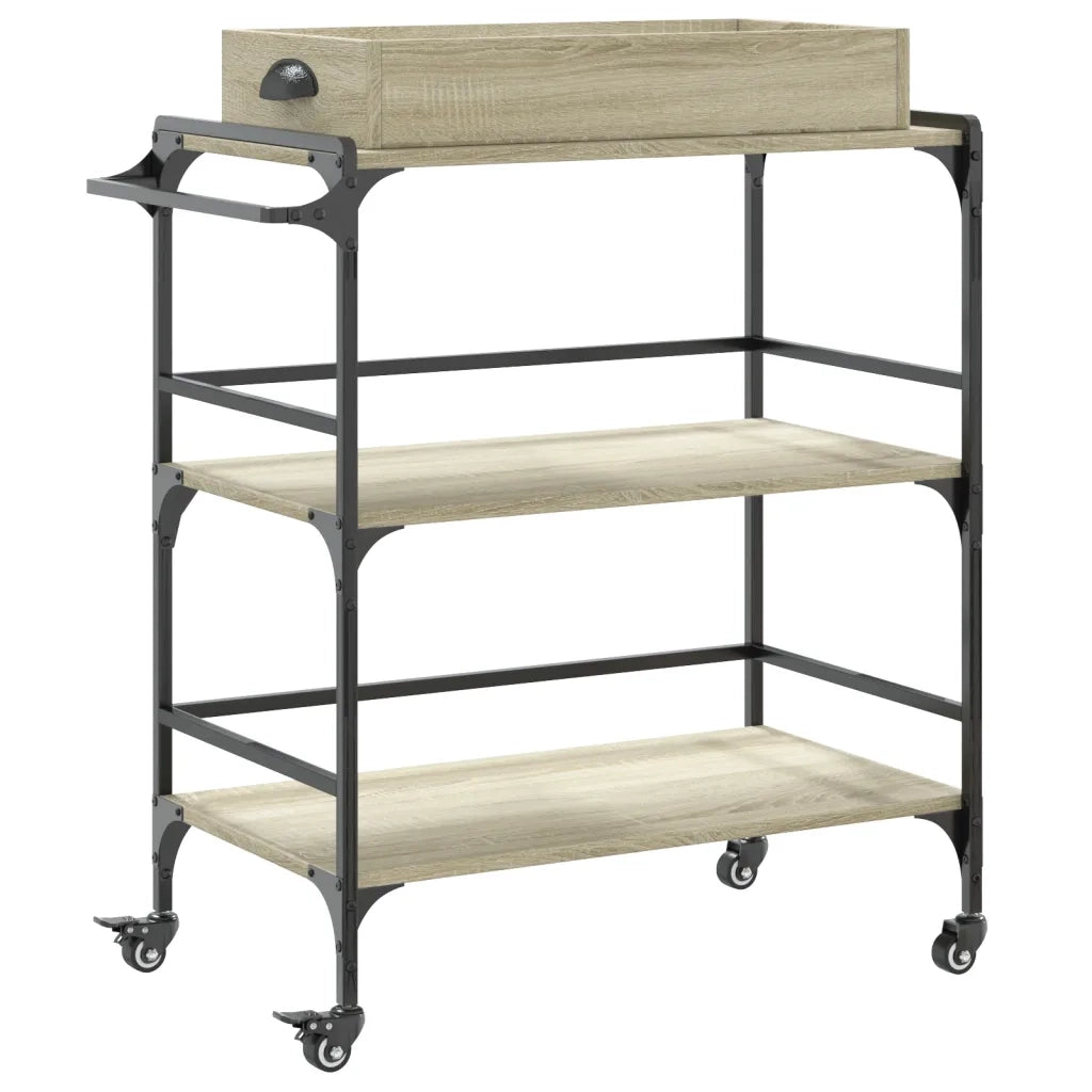 Carrello Cucina-Scaffale per Cucina Rovere Sonoma 81,5x41x92,5 cm Legno Multistrato