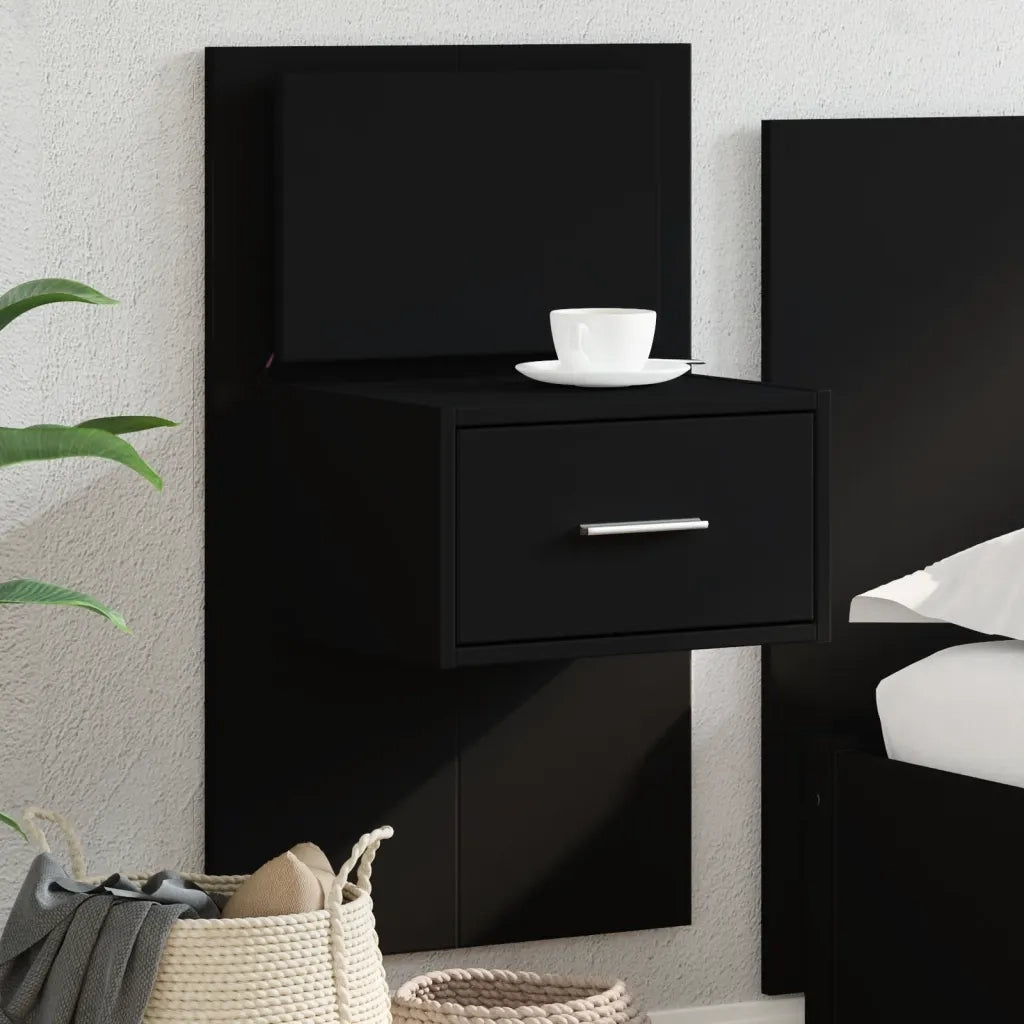 Comodino a Parete con Luci LED Nero 848159