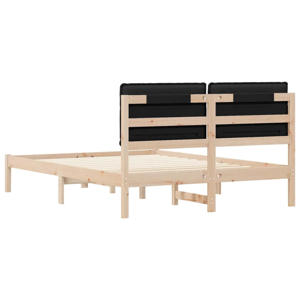 Letto matrimoniale | Letto per adulti | Letto con Testiera Rivestita Nero 150 x 200 cm