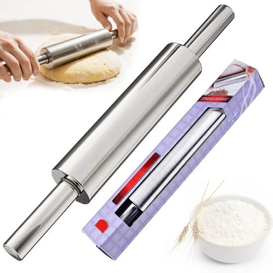Rolla pasta in acciaio inossidabile 43 cm - Rotativo - Progettazione ergonomico - Senza manutenzione - Adatto per pizza/pasta - Accessori da forno di alta qualità - Ullare per pasta
