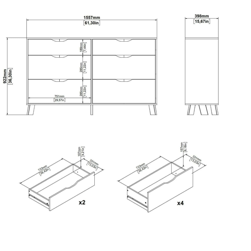 Credenza Chito, Buffet da soggiorno, Madia da salotto, Dispensa da cucina, 156x40 h92 cm, Rovere e Bianco