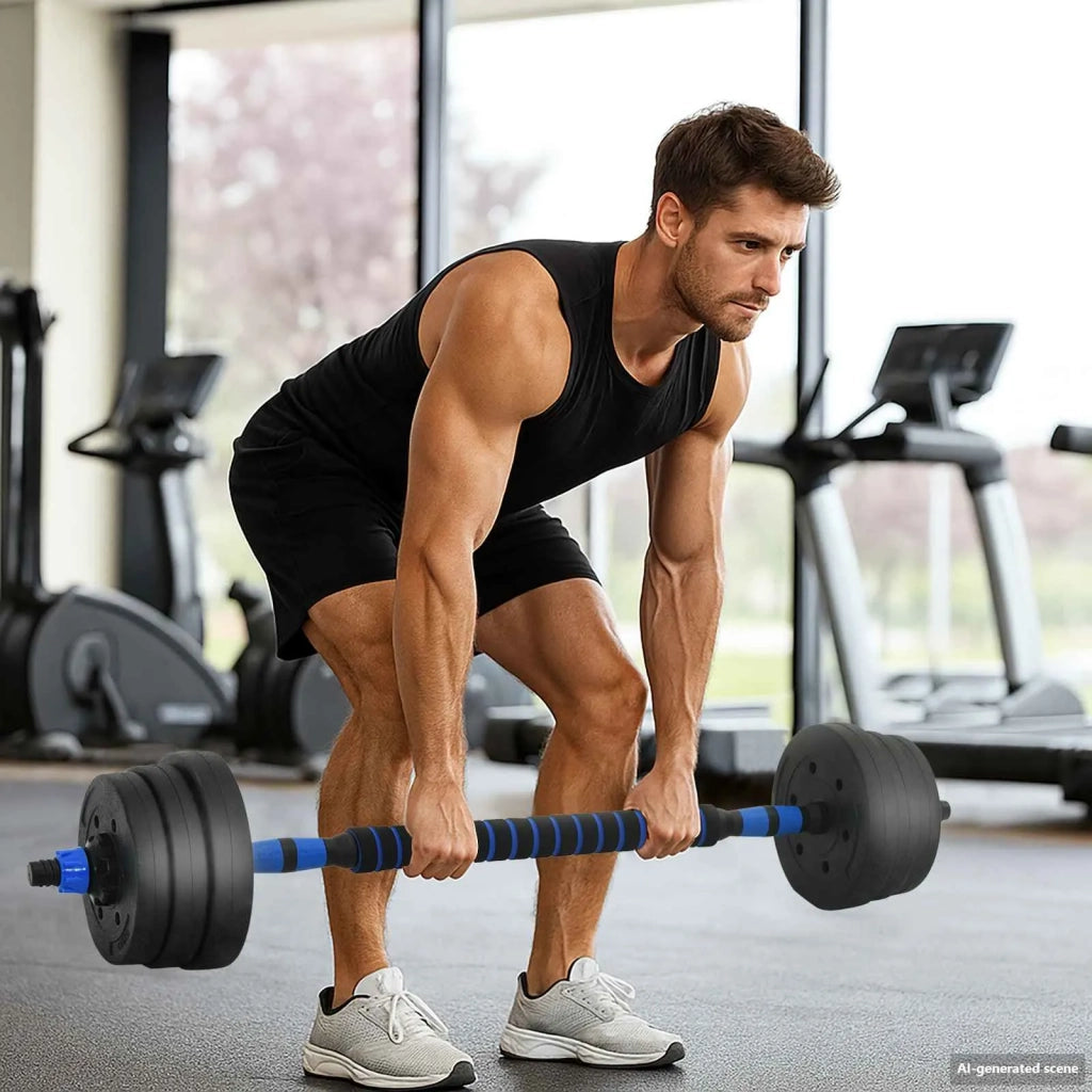Set di manubri, bilanciere e kettlebell 4-in-1 20 kg Nero e Blu CFW3713329