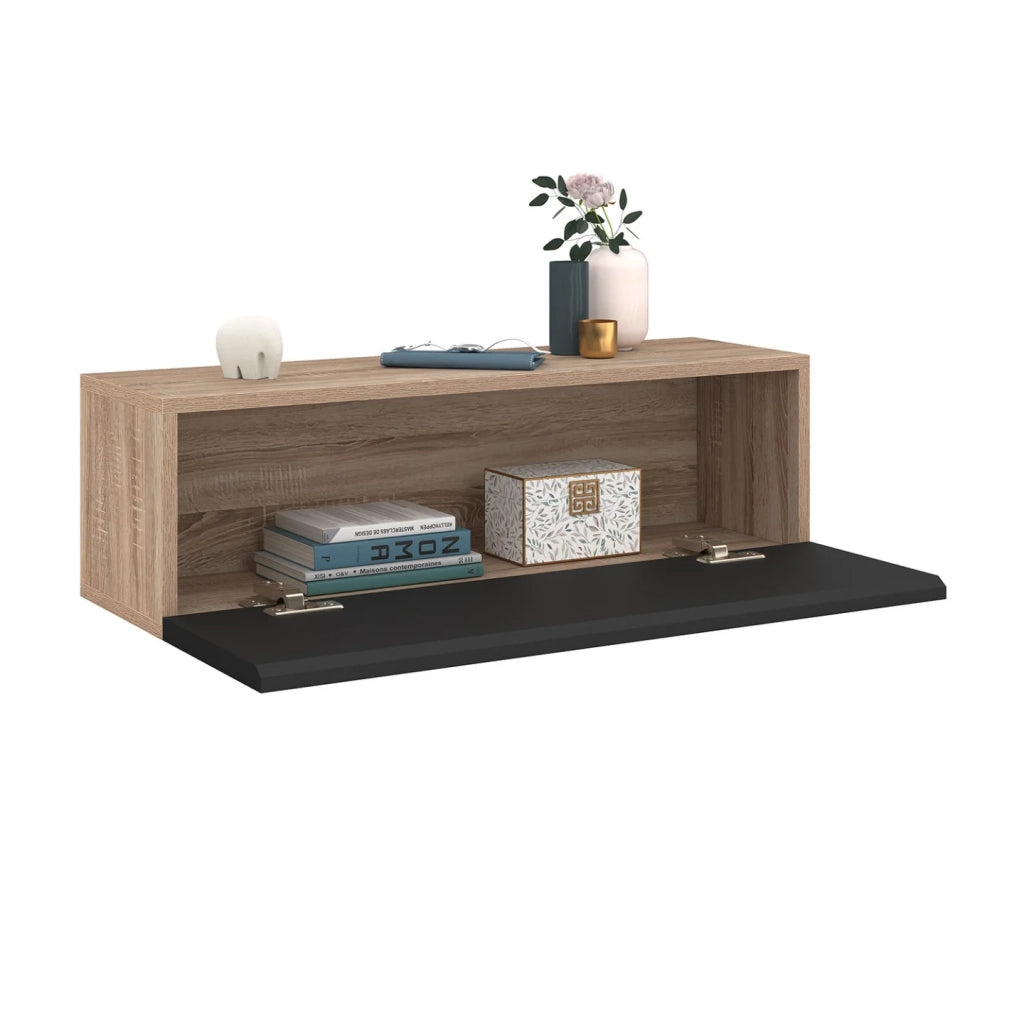 IDMarket - Set di 2 scaffali a muro ELYOS a 1 anta in legno e nero