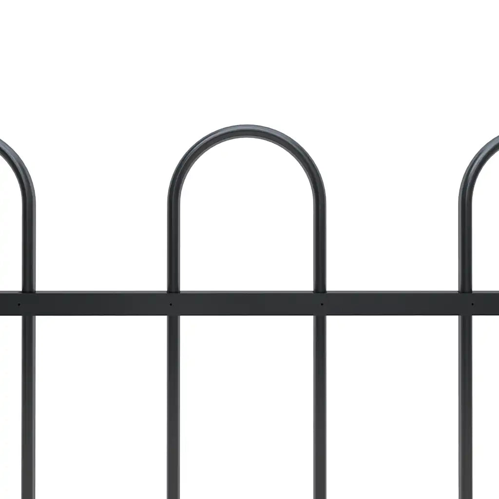 Recinzione da Giardino | Recinzione da cortile con Parte Superiore ad Anello in Acciaio 1070x120 cm Nera
