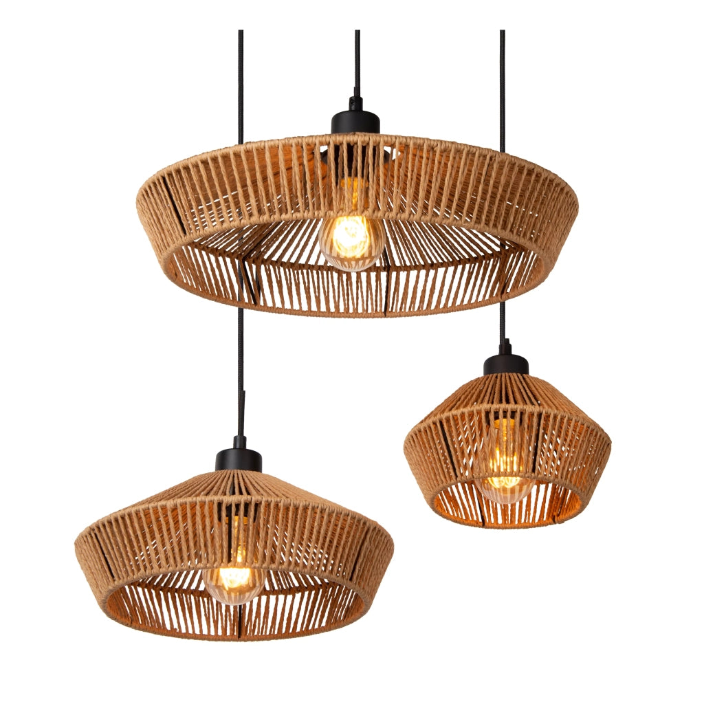 Lampada a sospensione boho Yunkai 3xE27 60W Lucide