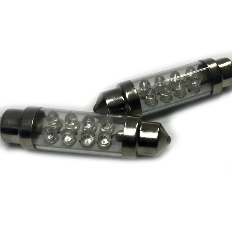 Coppia 2 Lampade Led T11 C5W Siluro 42mm Con 8 Led F3 Colore Giallo Yellow 12V 0,2W